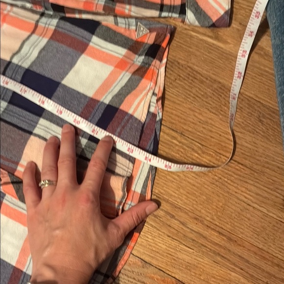 Guess Plaid Button-Up Blouse - Navy and Orange - Picture 15 of 16